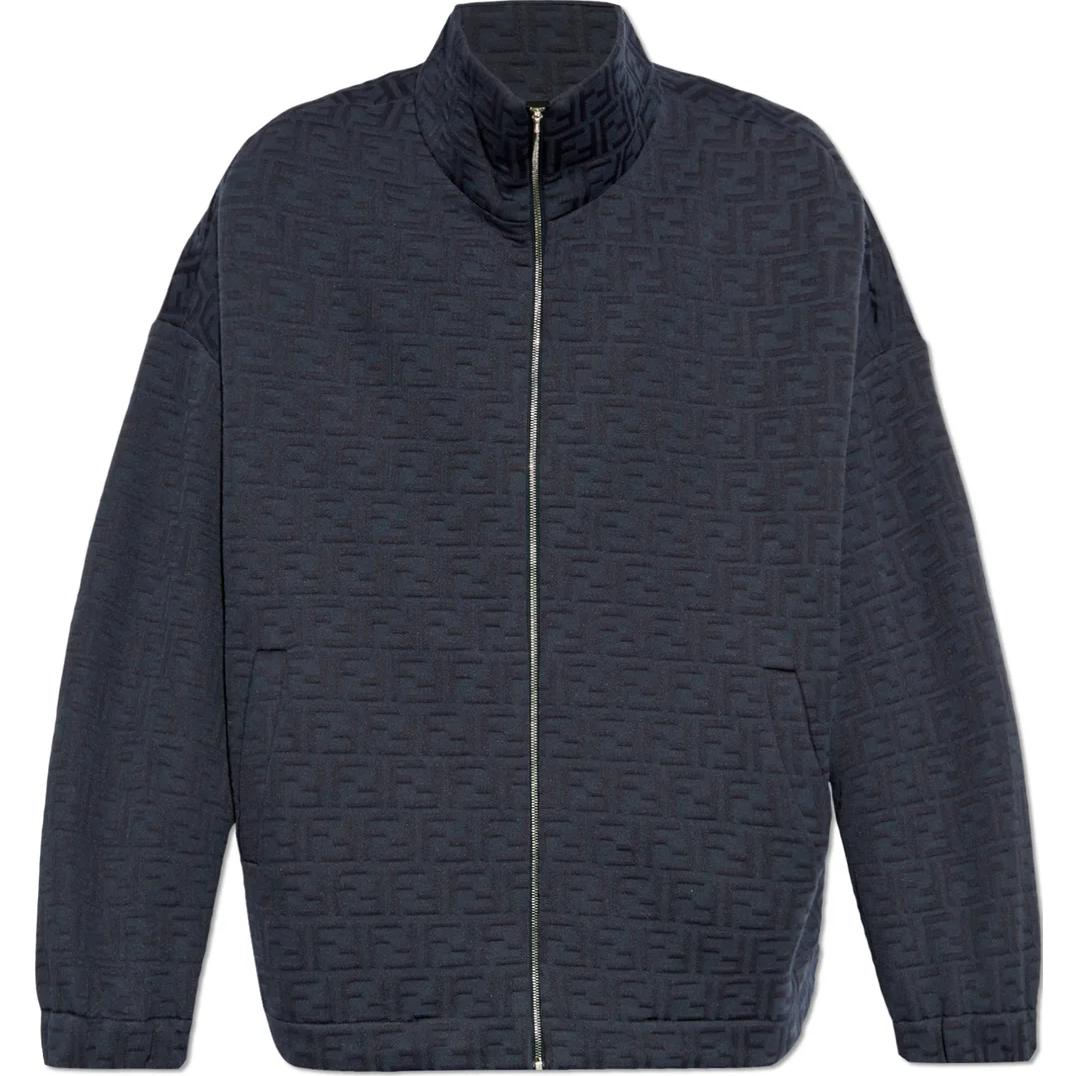 

FENDI Монограмма принт молния худи, Blue