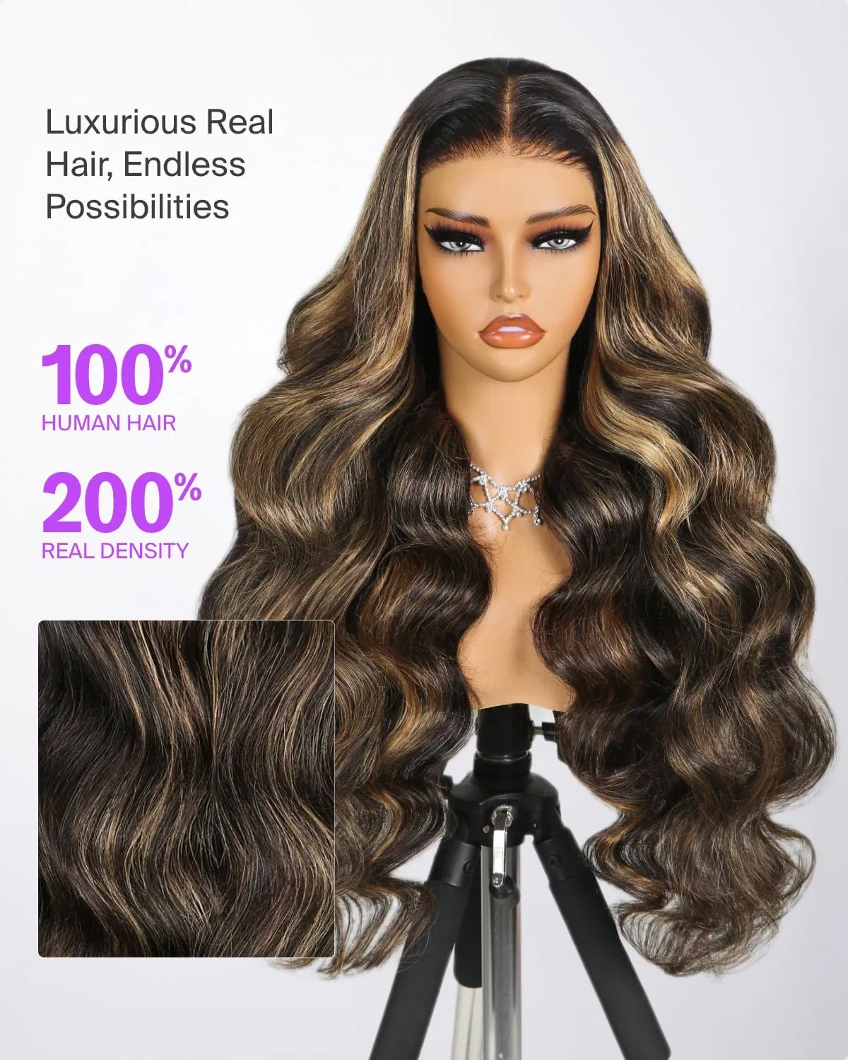 Женский парик MEGALOOK Balayage Glueless Wigs с HD-кружевом, 20 дюймов Megalook, 56 Bw Balayage Colour — фото 3