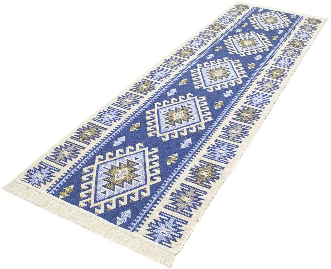 

Шерстяной ковер Morgenland "Kilim Carpet Ariz", прямоугольный, чистый хлопок 80х300 см, синий