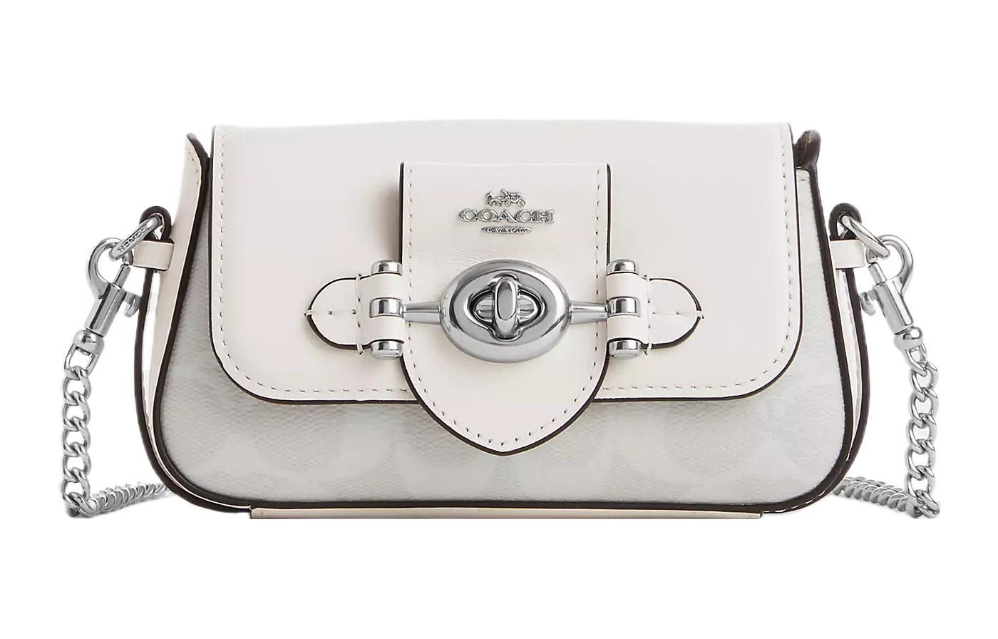 

Сумка через плечо мини из холста с кожаными деталями женская белая COACH