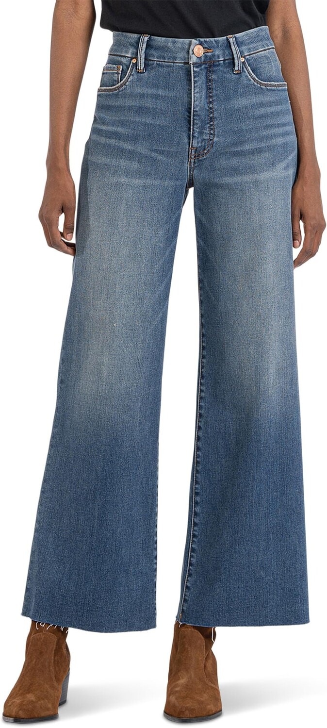 

Джинсы Meg High-Rise Fab Ab Wide Leg Raw Hem in Milestone KUT from the Kloth, цвет Milestone