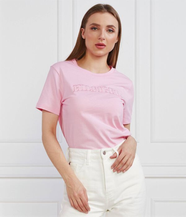 Футболка женская Tommy Hilfiger с логотипом, розовый — фото 3