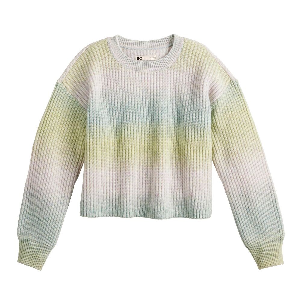 

Вязаный свитер SO с круглым вырезом для девочек 6–20 лет стандартного и большого размера, цвет Multi Ombre