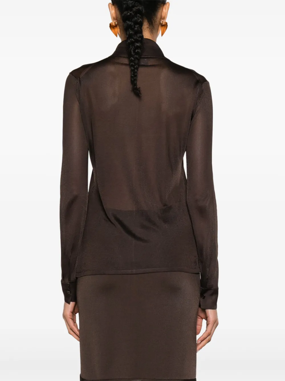 

Полупрозрачная рубашка с оборками TOM FORD, коричневый