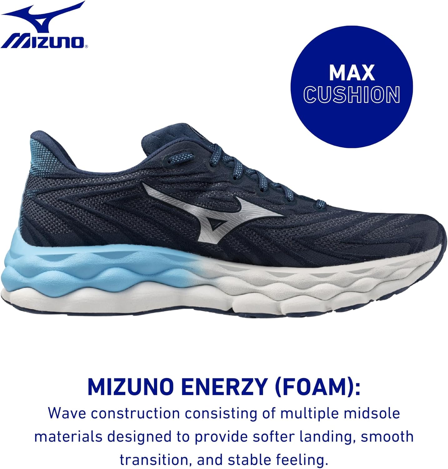 Мужские кроссовки Mizuno Wave Sky 8, Bl Wng Teal Sil — фото 3