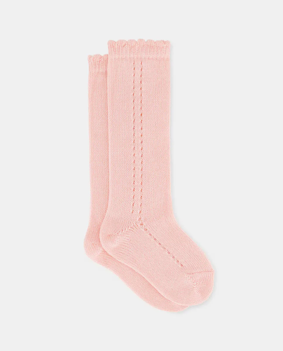 

Ажурные высокие носки для мальчика Cotton Juice, розовый