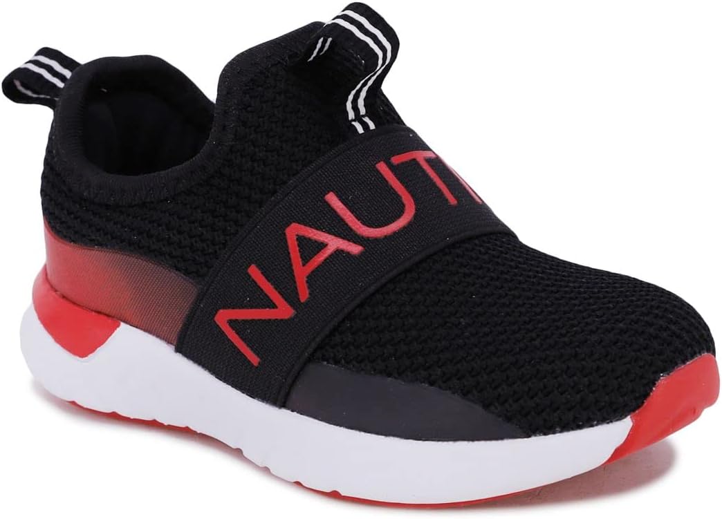 

Кроссовки Nautica Kids без шнурков: стильная и удобная спортивная обувь для мальчиков и девочек в размерах для малышей и детей младшего возраста, черный/красный