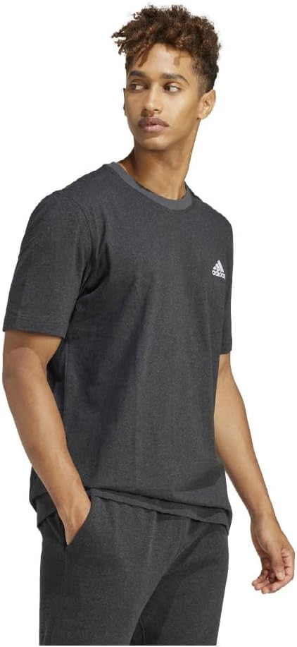 Мужская сезонная меланжевая футболка с коротким рукавом (KNQ99) Adidas, черный — фото 3