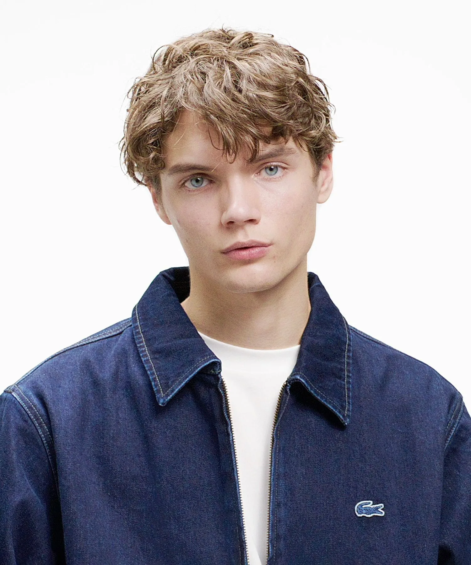 Джинсовая блузон-рубашка плотностью 12 унций на молнии LACOSTE, Indigo Blue — фото 4