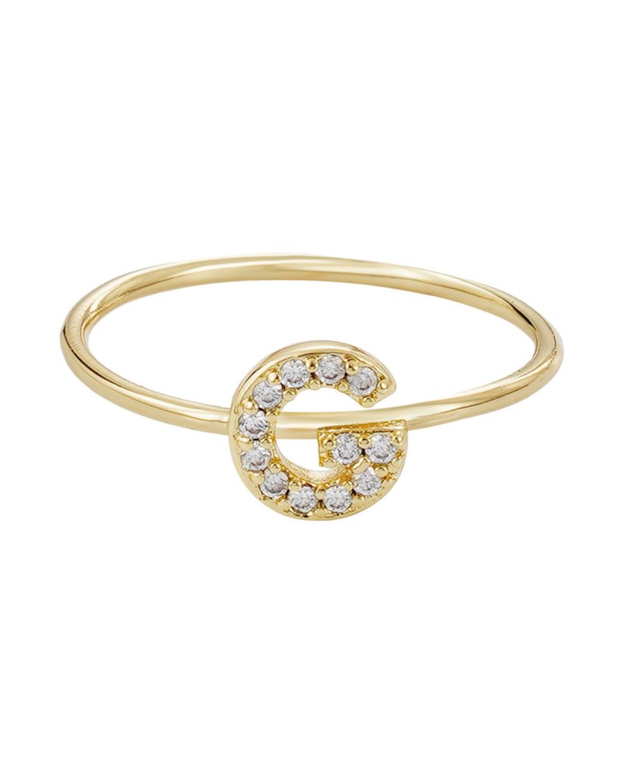 

Золотое кольцо с инициалом, украшенное кубическим цирконием, размер 6 ADORNIA, Gold-G