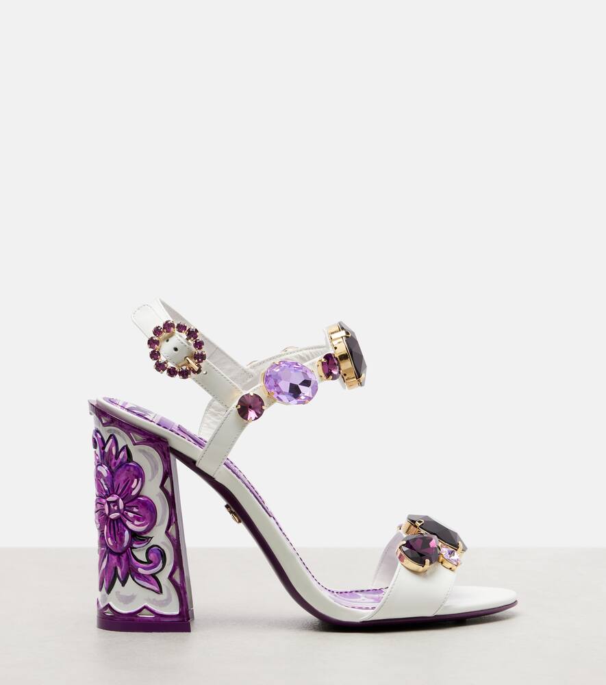 Кожаные сандалии с майоликой Dolce&Gabbana, Maiolica 3 Viola — фото 4