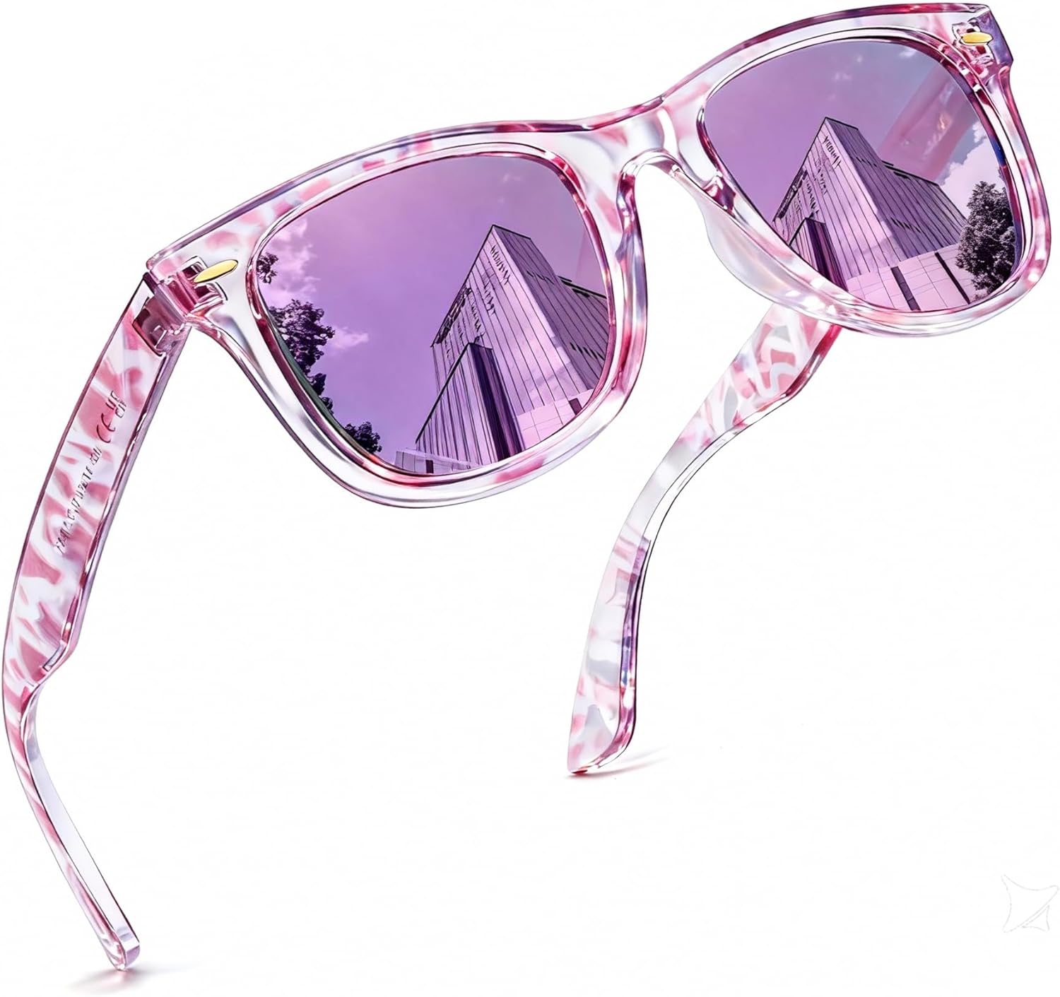 

Женские поляризованные солнцезащитные очки FancyPink с защитой UV400, зеркальные, для пляжа, дизайнерские модные солнцезащитные очки, средний размер, A01 - Pink Flower Pink, Mirrored