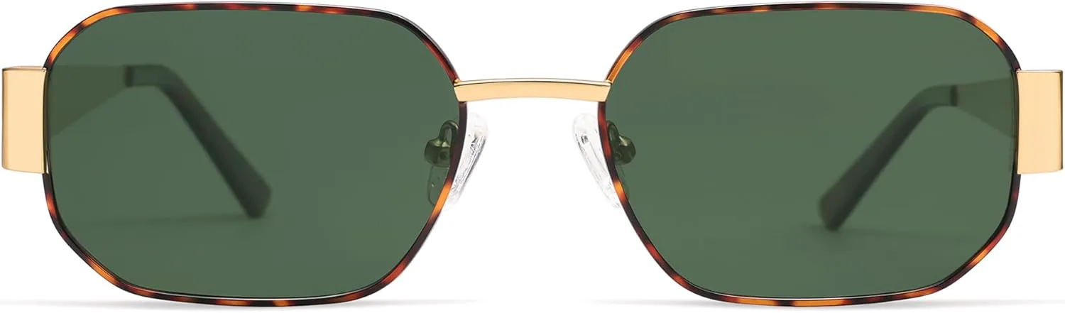 

Солнцезащитные очки AMOMOMA в стиле ретро, ​​прямоугольные, для женщин, 90-е, Y2K, узкие квадратные, металлическая оправа, поляризованные, AM6641, Tortoise/Green