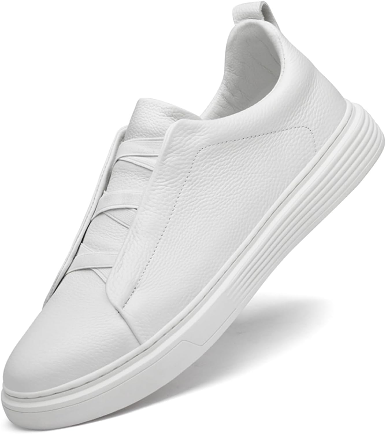 

Мужские модные спортивные кроссовки без шнурков, кожаные, плоские, дышащие и удобные, с округлым носком, для скейтборда, прогулок на открытом воздухе, противоскользящие, повседневные кроссовки для мужчин Generic, синий