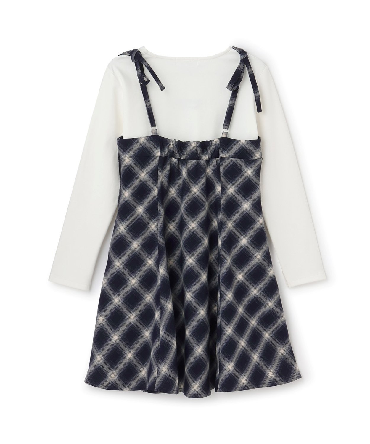 Платье-комбинация в клетку Pom Ponette Junior, navy blue — фото 2