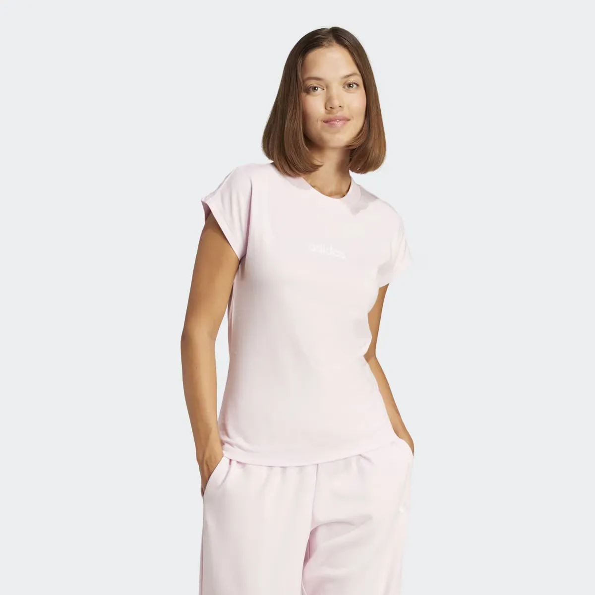 

Женская футболка Adidas Essentials Linear Cotton, розовый