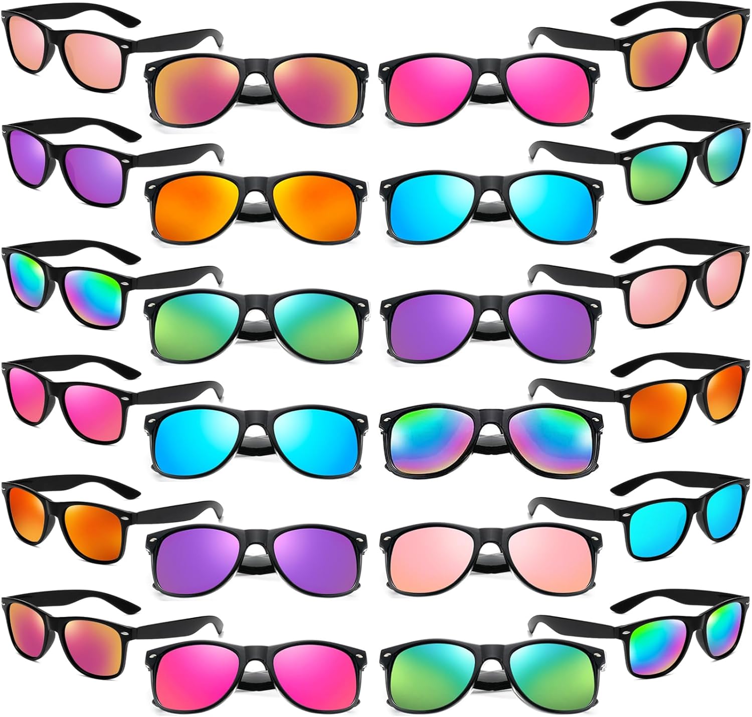 

Солнцезащитные очки Matcheck 24 неоновых цветов с зеркальными линзами, оптом, в стиле ретро, ​​классика, для вечеринок, дней рождения, бассейна, унисекс, для взрослых, Black Frame/Mirrored Lens