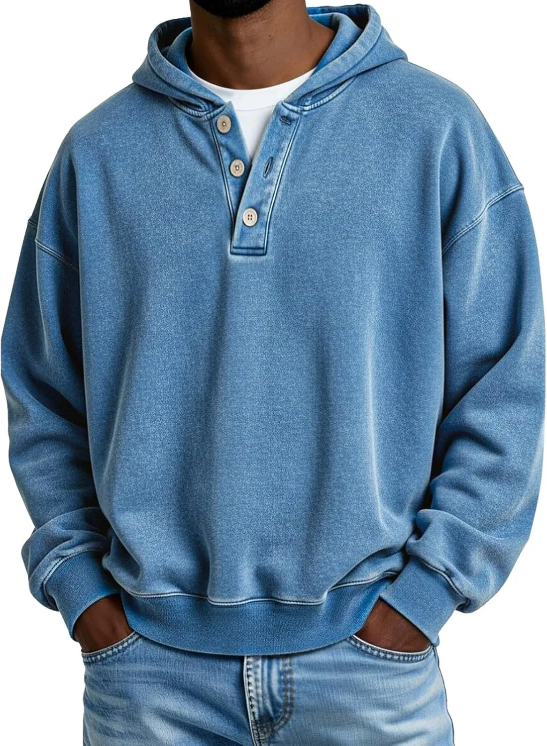 Худи мужское оверсайз, solid, Generic, Blue