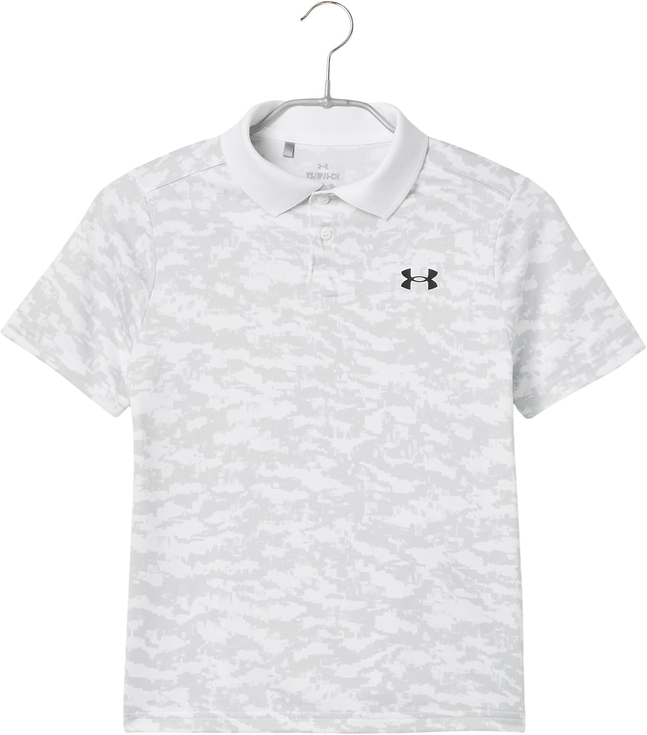 

Under Armour Boys Matchplay Printed Golf Polo, White/Mod Gray/Black