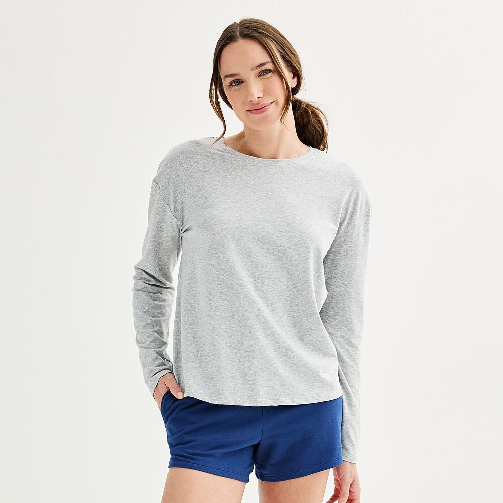 

Женская футболка для сна с длинными рукавами Sonoma Goods For Life, цвет Medium Cumulus Heather