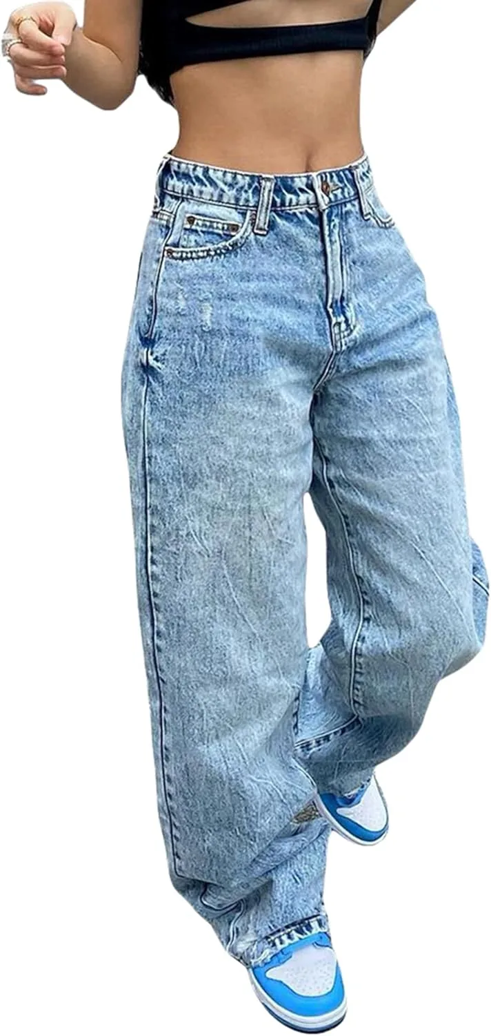 

Женские джинсы с высокой талией и широкими штанинами NUFIWI