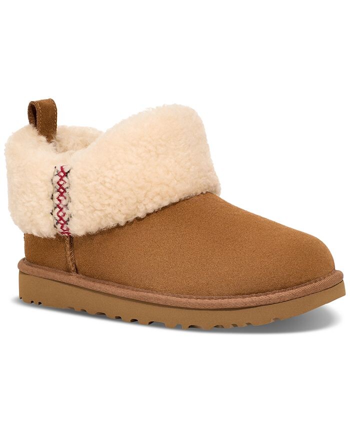 

Классические ультра мини-сапожки без шнуровки с косичками UGG, коричневый