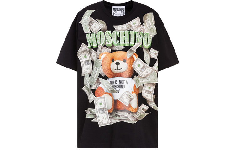 

MOSCHINO Футболка с заниженной линией плеч, черная, женская