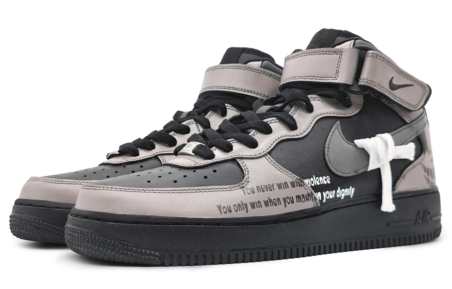 

Кроссовки Nike Air Force 1 Skateboard Shoes Men Mid-Top Black/Gray