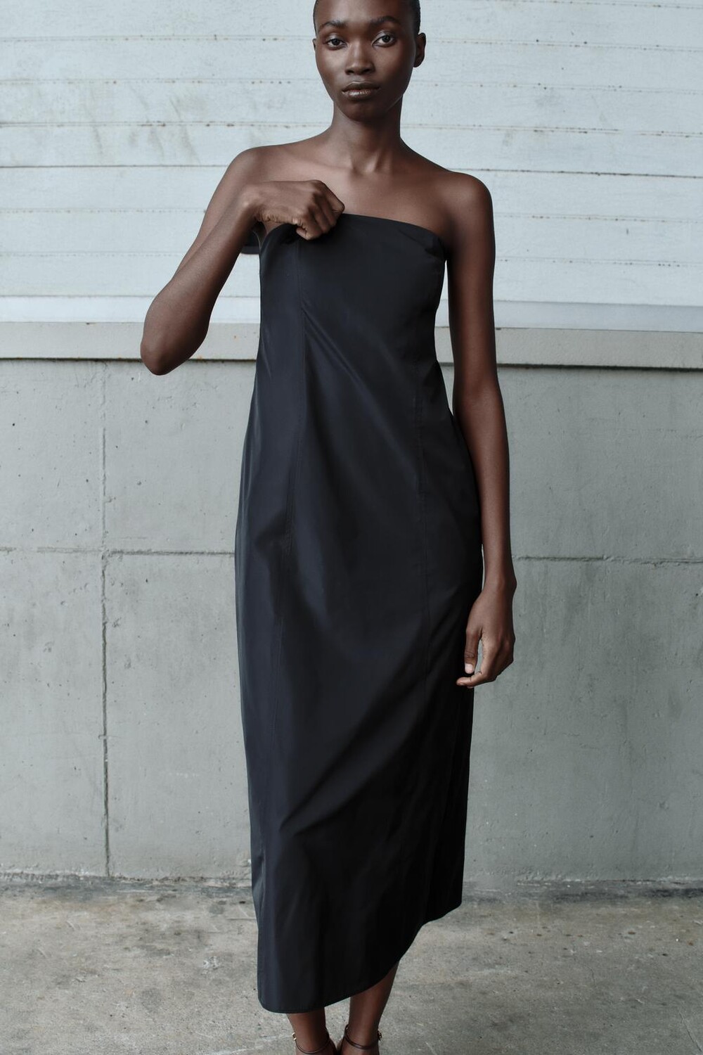 

Платье без бретелек ZARA, черный
