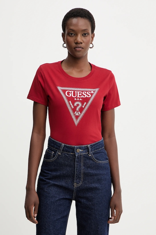 

Хлопковая футболка Guess, красный