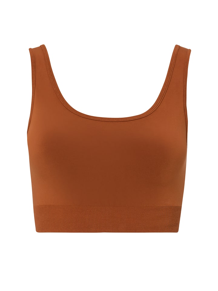 

Les Lunes Спортивный бюстгальтер-бюстье SYNC, бесшовный, со съемными подушечками, цвет охра