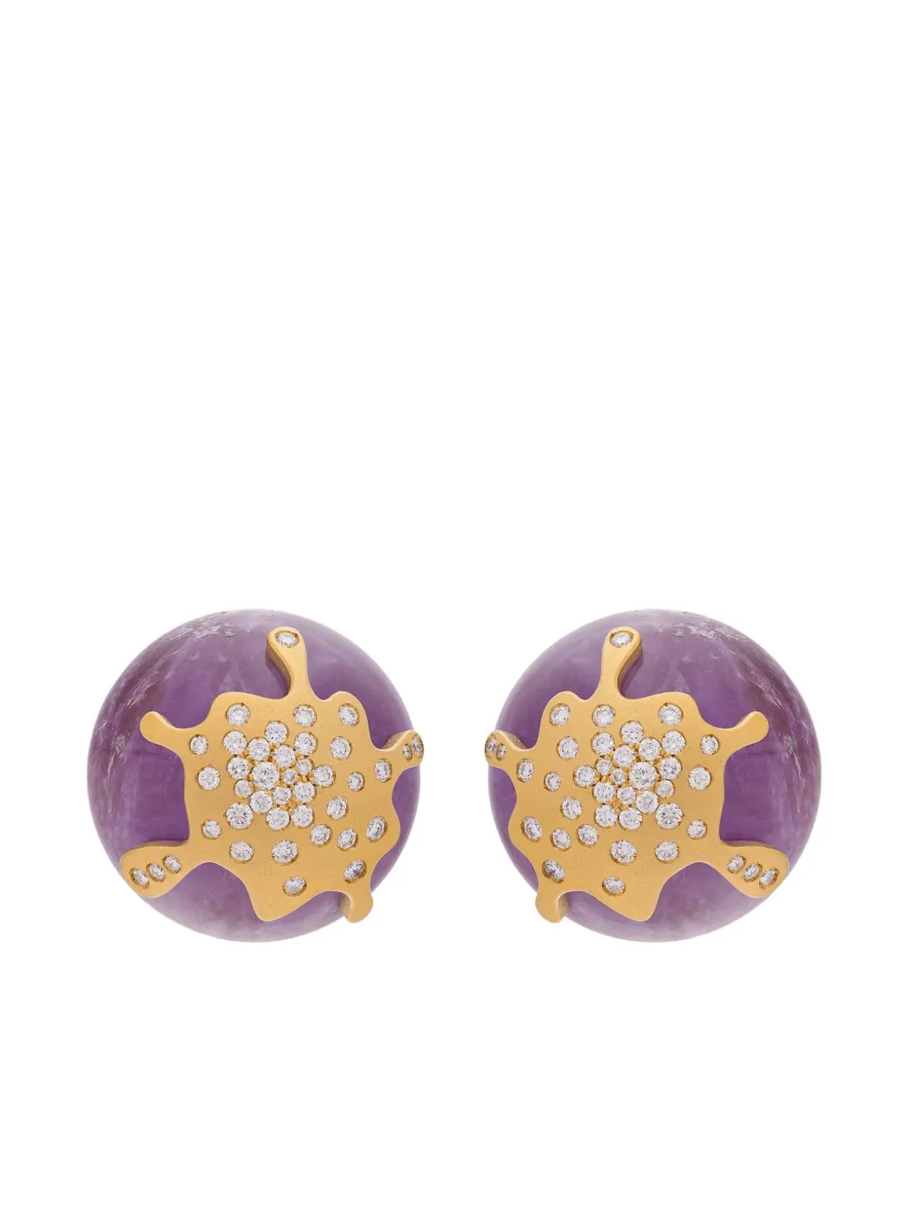 

Серьги Lollipop с аметистами и бриллиантами из желтого золота 18 карат Mimia Leblanc, золотистый