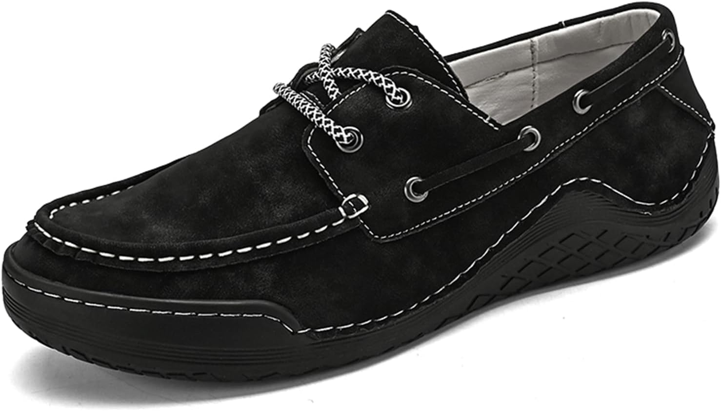 

Мужские повседневные туфли из натуральной кожи, мужские кроссовки с легкой посадкой, дышащие и удобные для ходьбы и вождения Abborora, черный