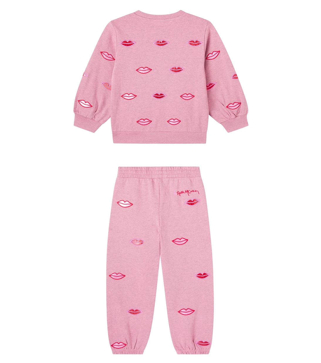 Комплект из хлопкового трикотажа и спортивных штанов Stella McCartney Kids, Rosa Melange — фото 3