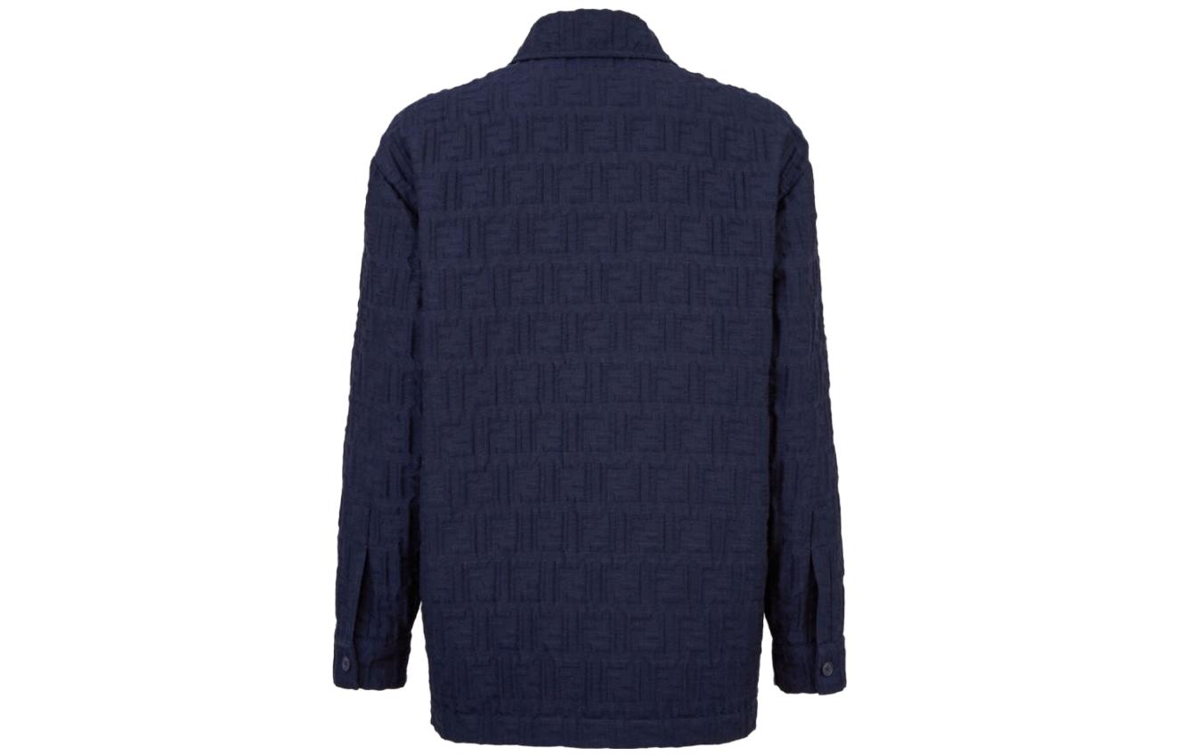 FENDI Монограммированная рубашка с длинными рукавами и воротником, Blue — фото 4