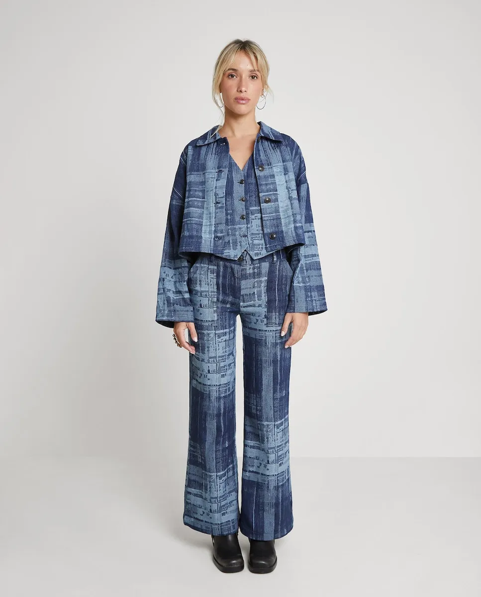 

Женские широкие брюки с принтом и боковыми карманами Naëlle, тёмно-синий