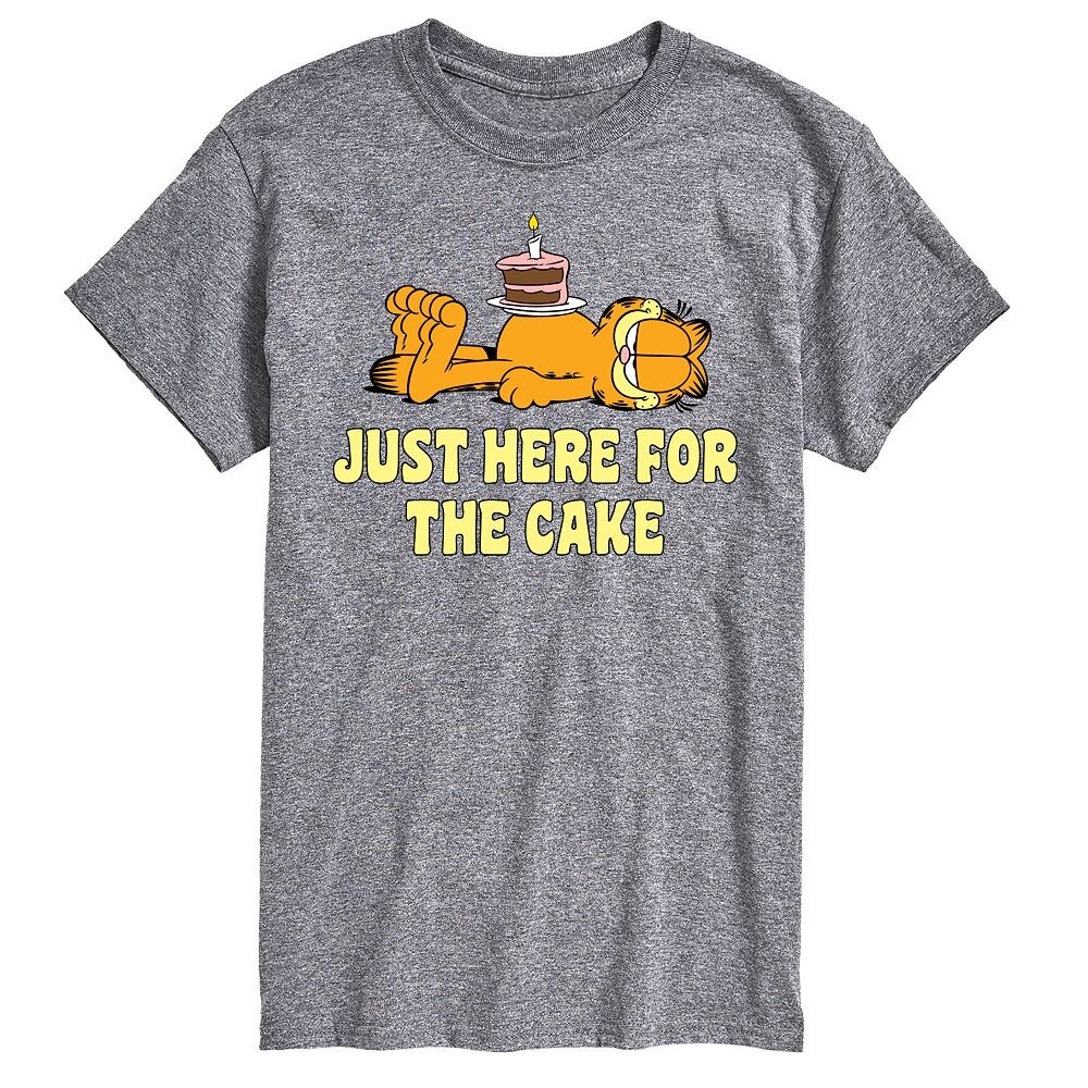 

Мужская футболка с рисунком Garfield Just Here For Cake Licensed Character, серый