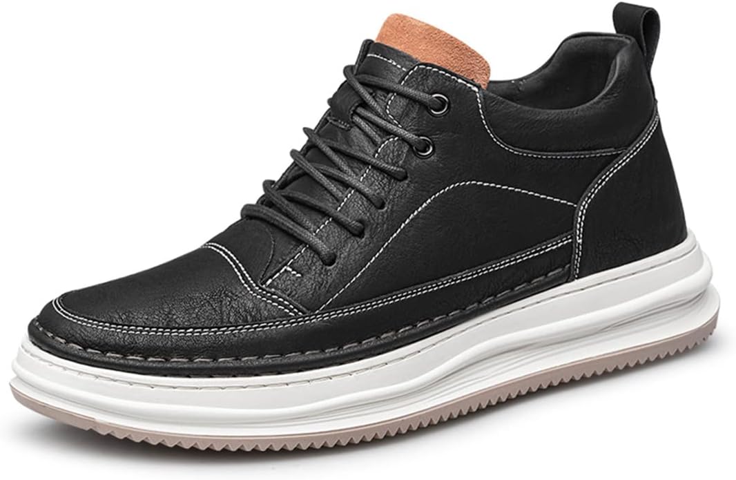 

Мужские модные кроссовки для увеличения роста с кожаными вставками, устойчивые к скольжению, на 6 см выше, удобные для ходьбы Ygceeia, черный