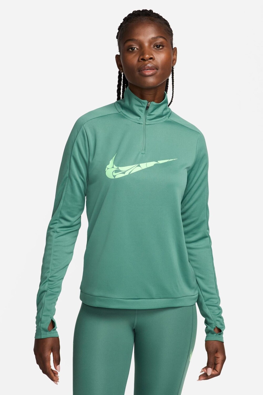 

Средний слой с полумолнией Swoosh dri fit Nike, зеленый