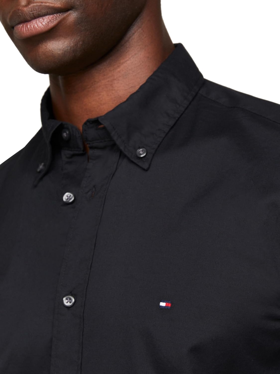 Мужские рубашки Tommy Hilfiger Poplin с длинным рукавом, классического кроя, застегивающиеся на пуговицы, также доступны в размерах для больших и высоких размеров., Black — фото 2