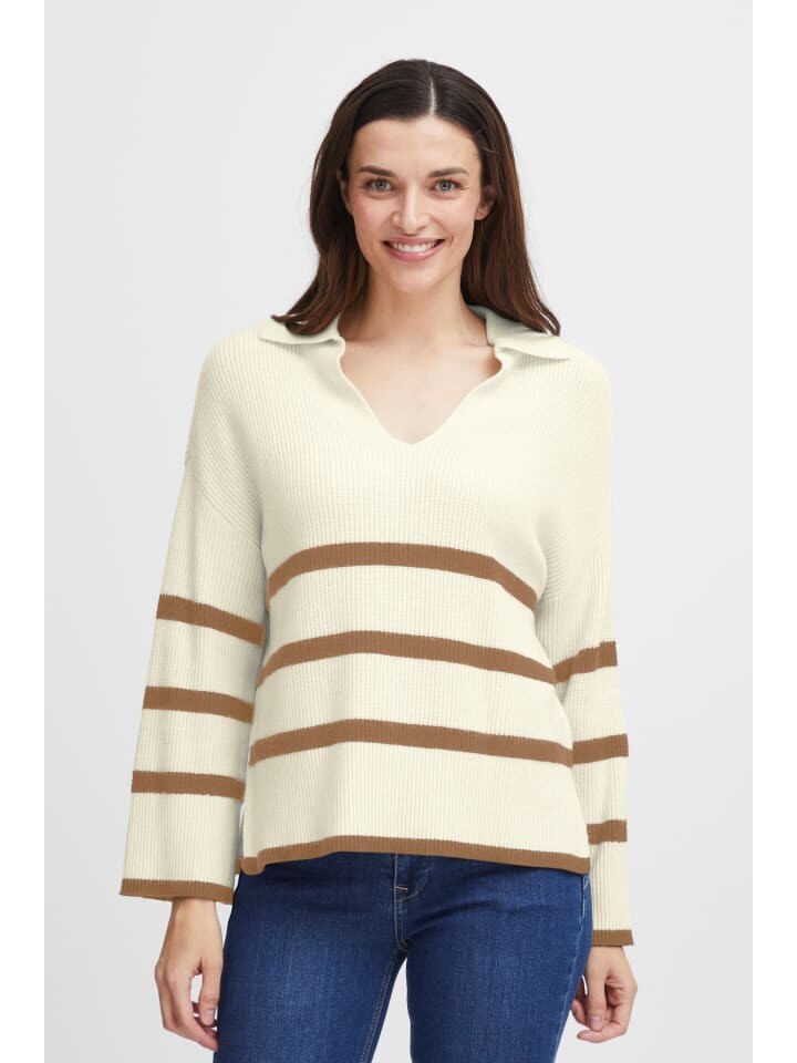 

Пуловер Fransa Strickpullover FRALLY PU 2 20613264 stylicher Strickpullover mit Kragen, коричневый