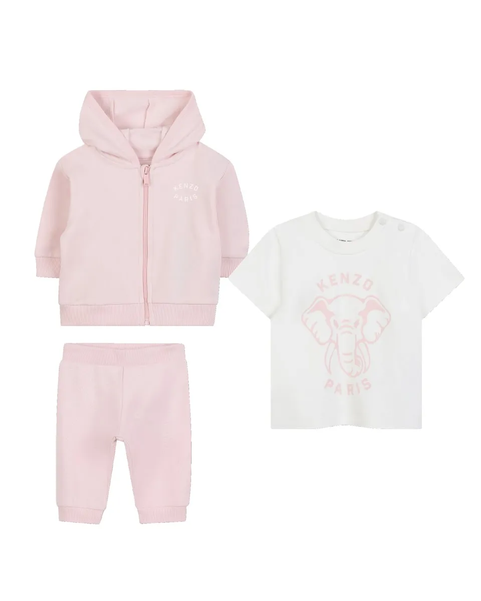 

Детский комплект из 3-х предметов из хлопка Kenzo Kids, розовый