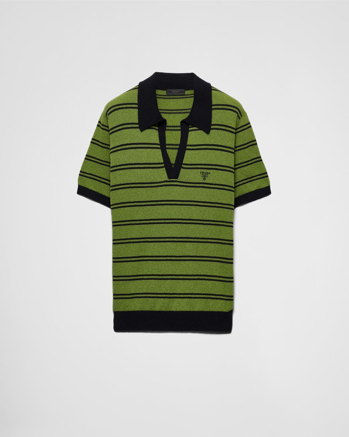 

Хлопковое поло Prada, черный/фисташковый