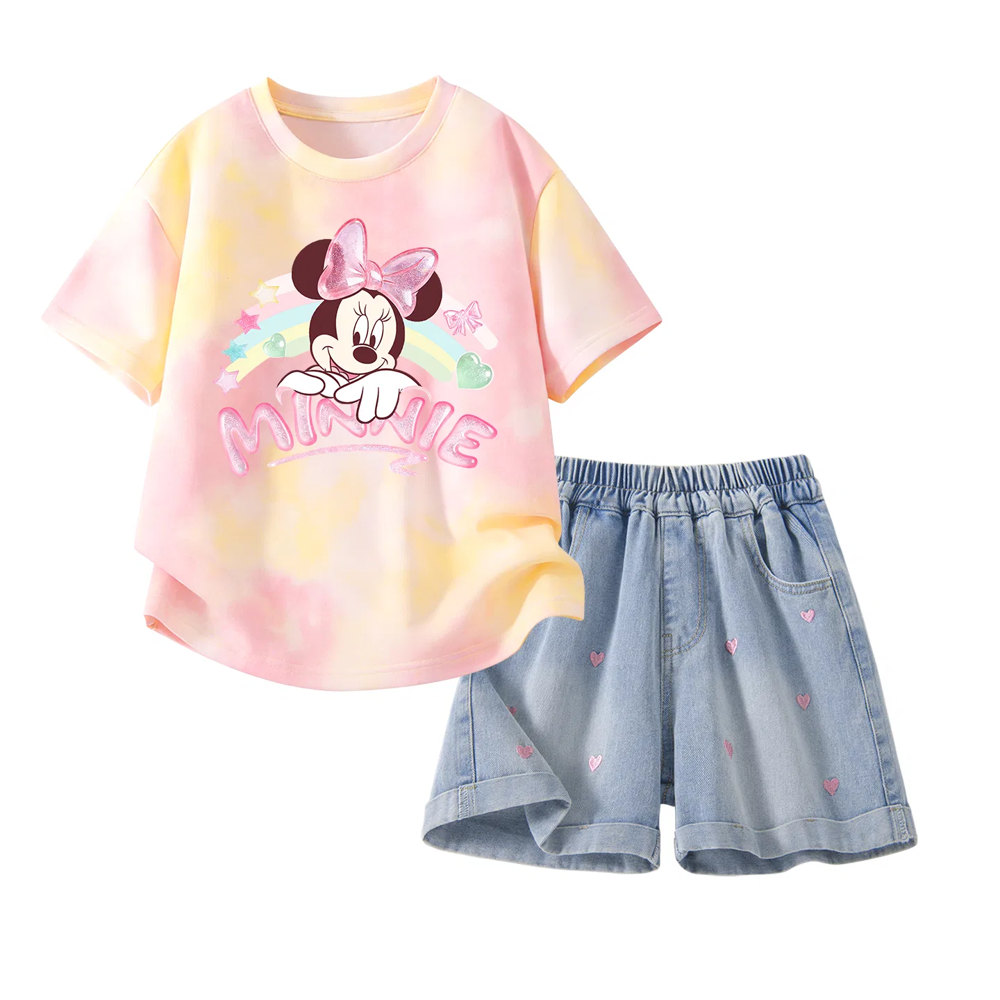 Спортивный костюм 2 предмета Disney Crystal Denim Yellow Pink+Solid Color Denim Blue