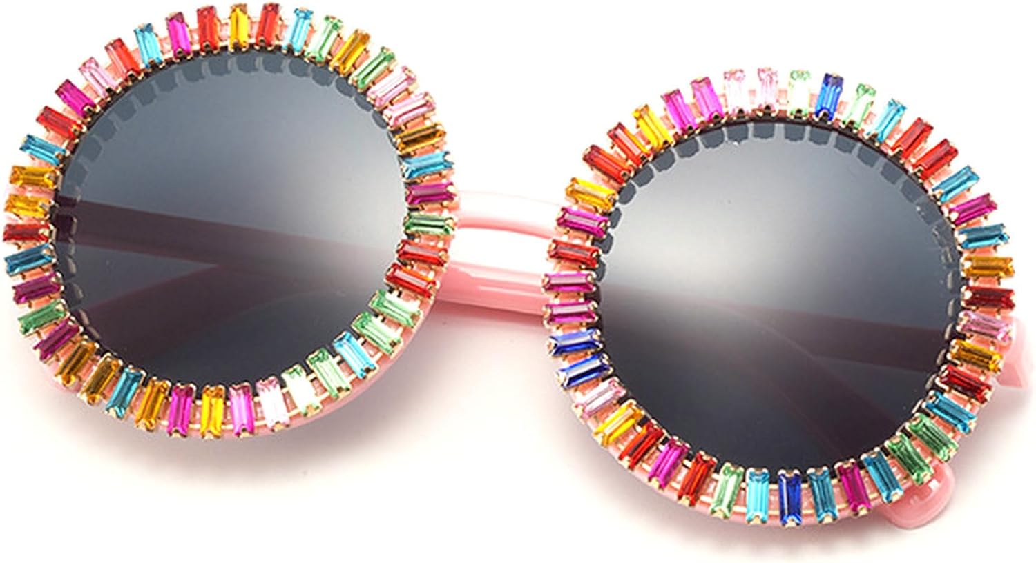 

Роскошные круглые солнцезащитные очки с бриллиантами для женщин, модные в винтажном стиле, для вечеринок и путешествий, с кристаллами, сексуальные женские очки UV400 mincl, Pink