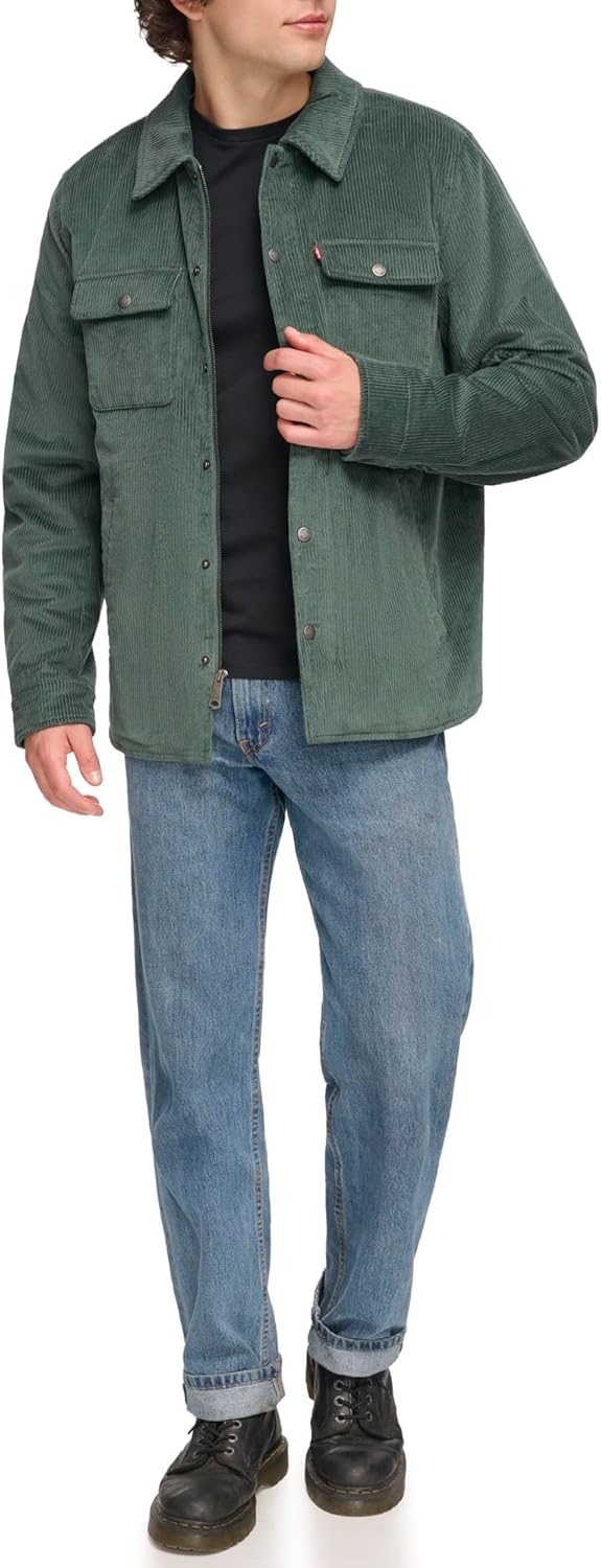 Мужская клетчатая куртка-рубашка Levi's с капюшоном и подкладкой из шерпы (стандартные размеры, большие и высокие), Atlantis Corduroy/Sherpa Lined — фото 2