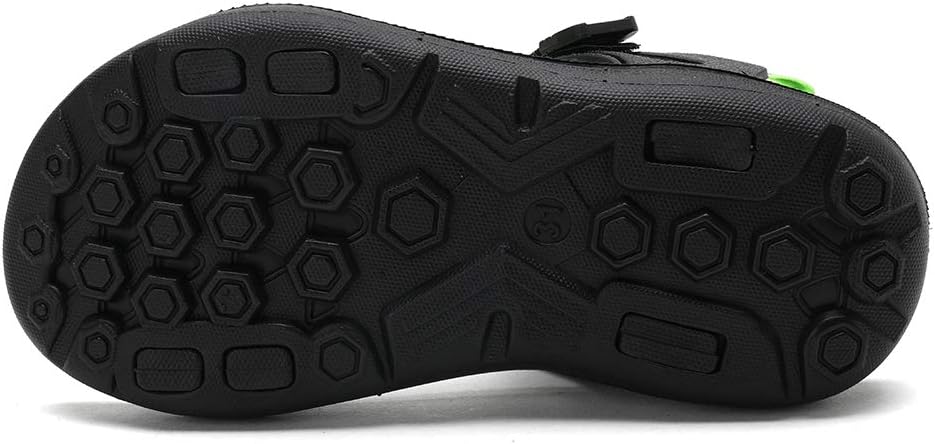 Детские летние спортивные сандалии для мальчиков, для походов, пляжа и активного отдыха, с открытым носком Kulebear, черный/зеленый — фото 4