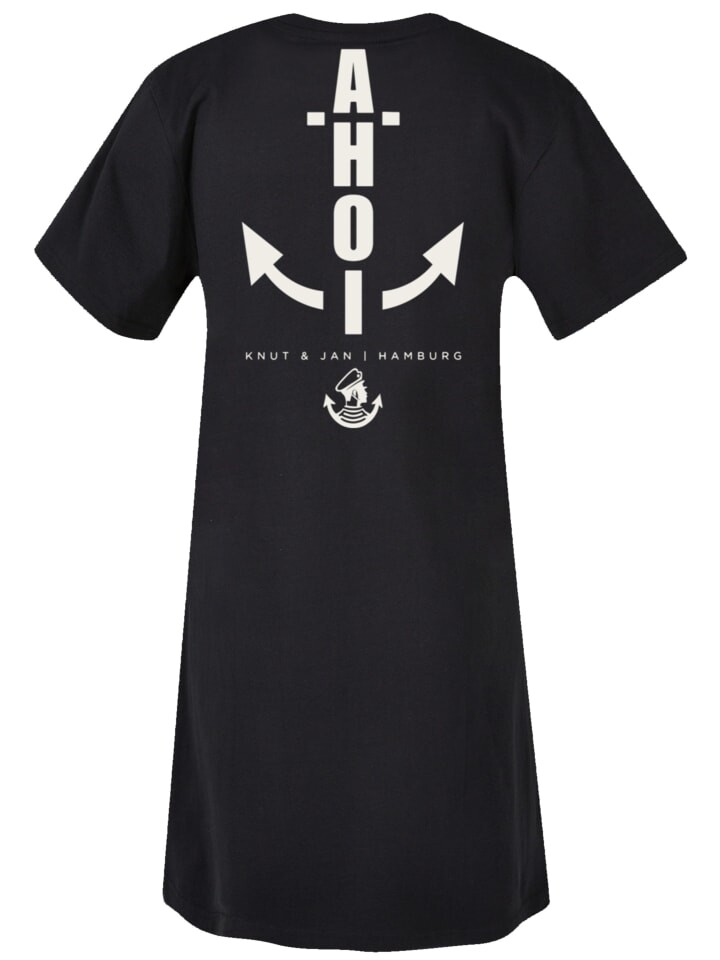 

Короткое платье F4NT4STIC Damen T-Shirt Kleid Ahoi Anker Knut & Jan Hamburg, черный