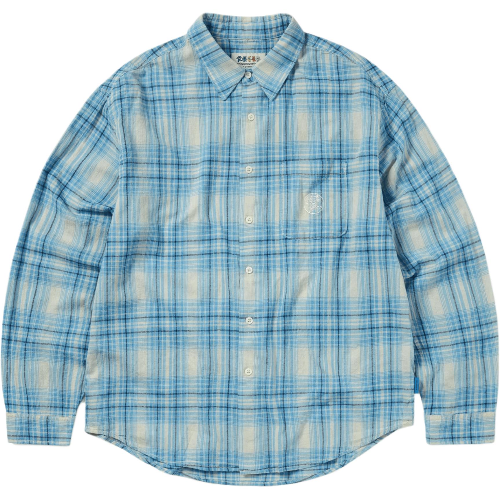 

Never That клетчатая вышитая рубашка Thisisneverthat, светло-голубой