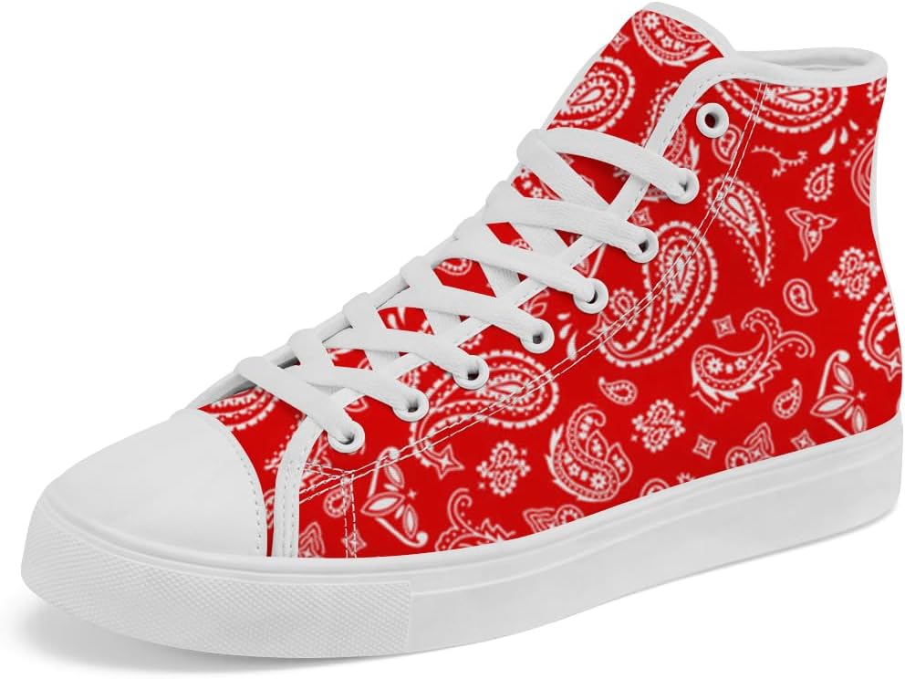 

Кеды на высокой подошве Paisley из канваса, высокие кроссовки на шнуровке, повседневная обувь для мужчин и женщин Chebing, красный